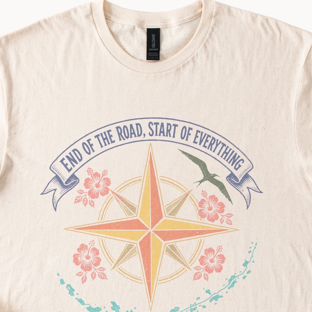 Woodcut Style Compass Rose Vintage Inspired Tee